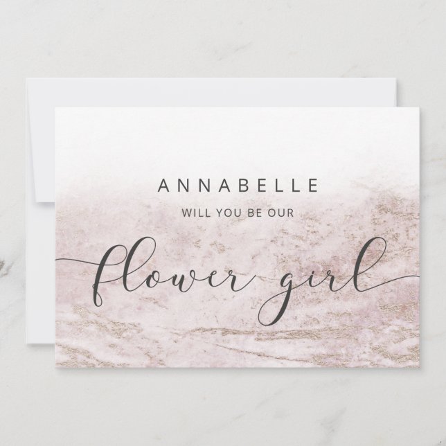 Modern Marbles in Mauve Flower Girl Proposal Card (Front)