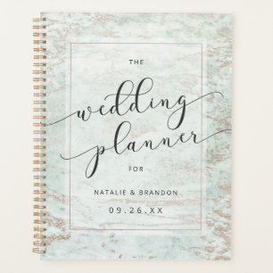 Modern Marbles in Mint Rose Gold Wedding Plans Planner