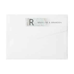 Modern Marbles Mint Green Monogram Return Address Wrap Around Label