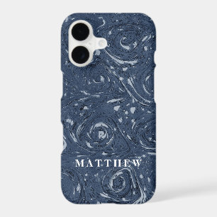 Modern Marbling Pattern Navy Blue Minimal Simple