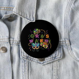 Modern Mardi Gras 10 Cm Round Badge