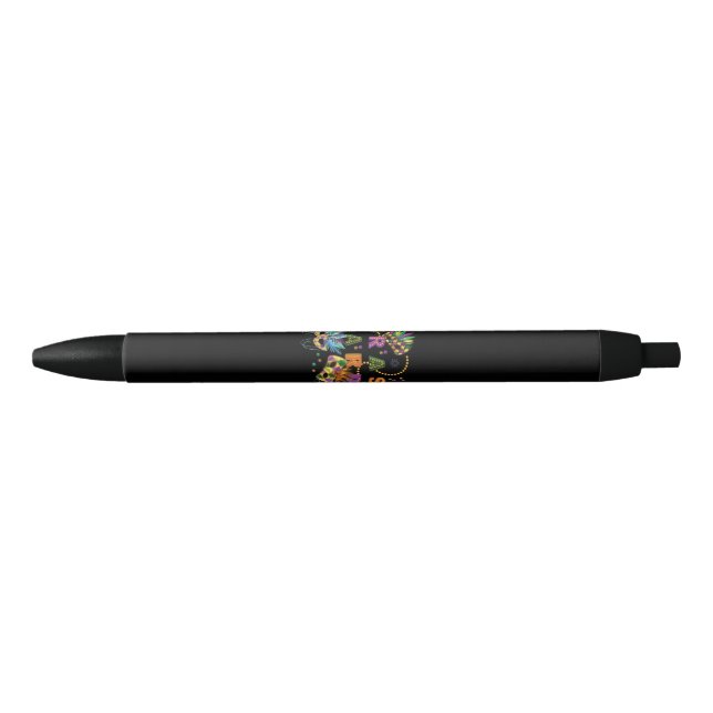 Modern Mardi Gras Black Ink Pen (Front)