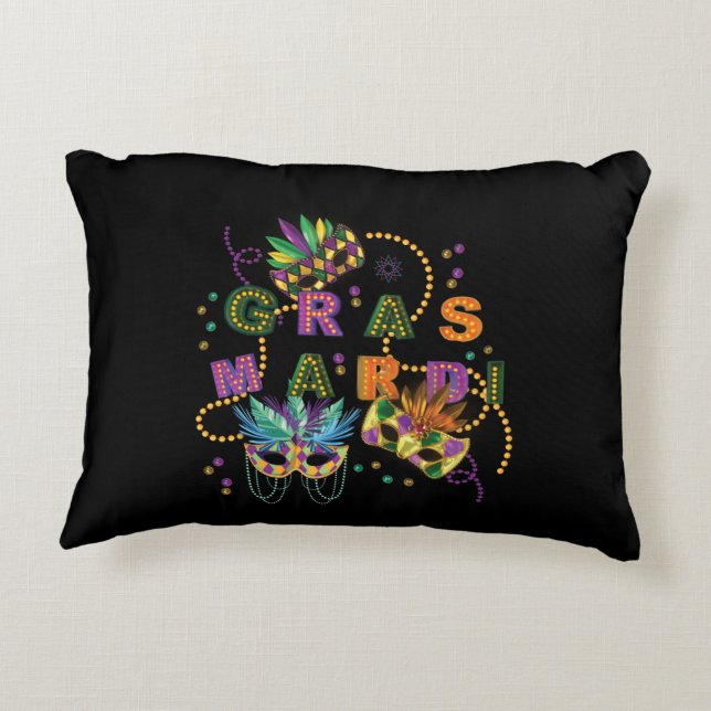 Modern Mardi Gras Decorative Cushion (Back)