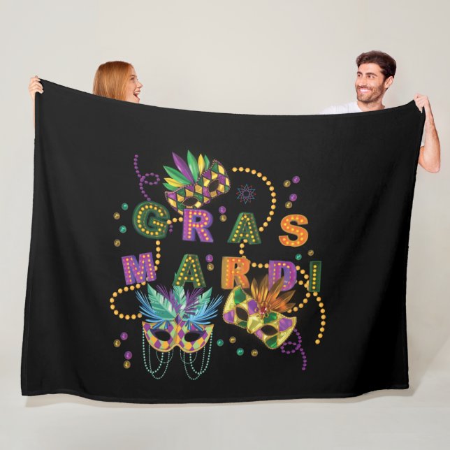 Modern Mardi Gras Fleece Blanket (In Situ)