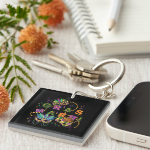 Modern Mardi Gras Key Ring