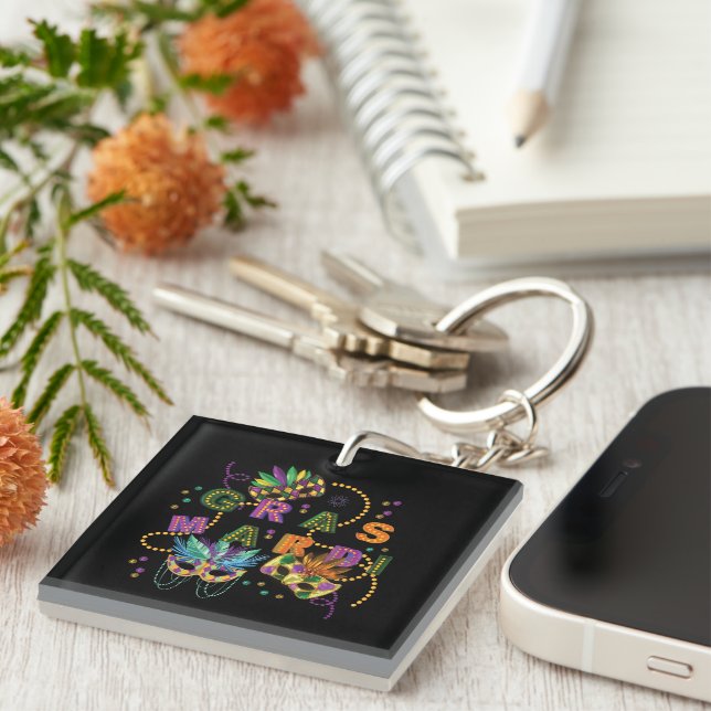 Modern Mardi Gras Key Ring (Front Right)