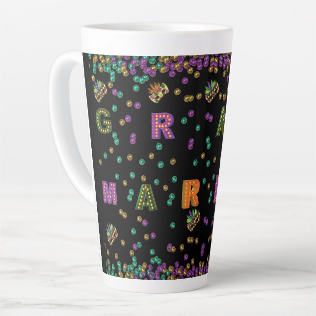 Modern Mardi Gras Latte Mug (Left Angle)