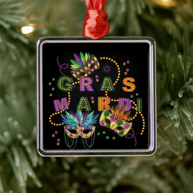 Modern Mardi Gras Metal Tree Decoration (Tree)