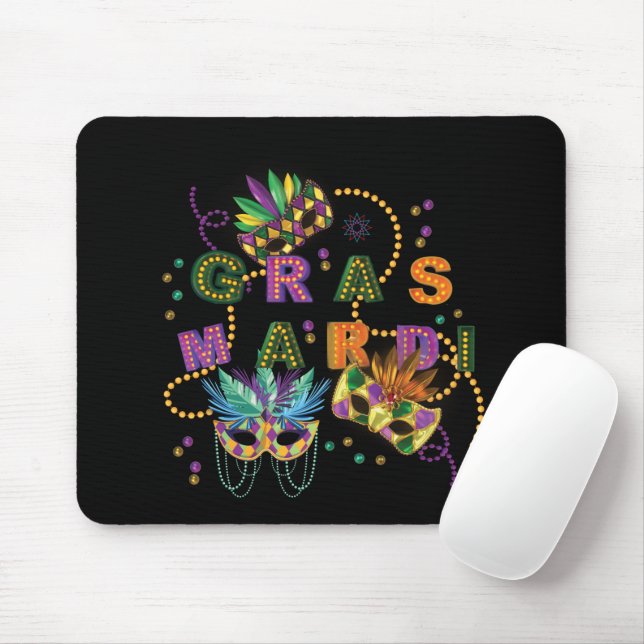Modern Mardi Gras Mouse Mat (With Mouse)