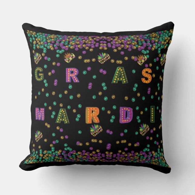 Modern Mardi Gras Pattern Cushion (Front)