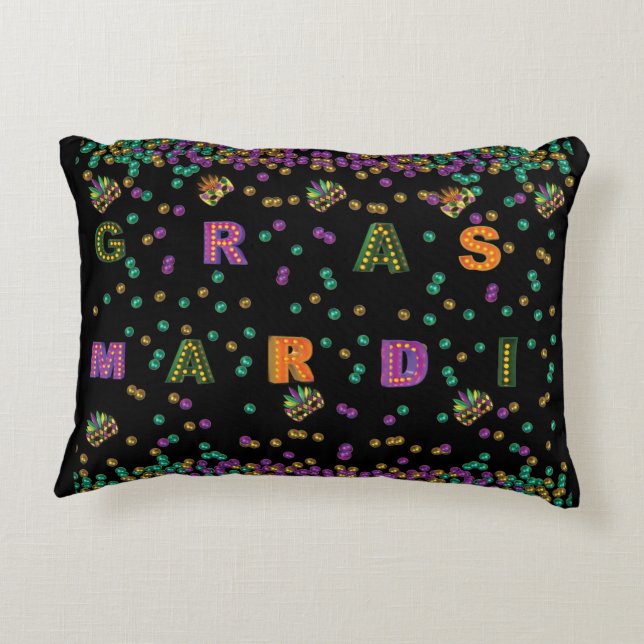 Modern Mardi Gras Pattern Decorative Cushion (Back)
