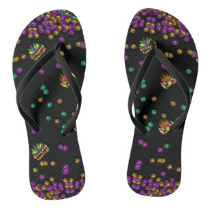 Modern Mardi Gras Pattern Flip Flops