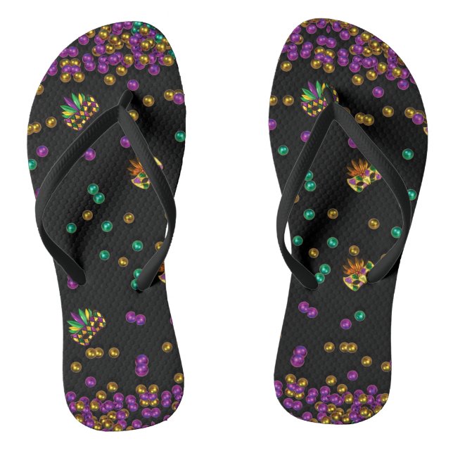 Modern Mardi Gras Pattern Flip Flops (Footbed)