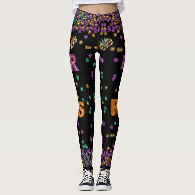 Modern Mardi Gras Pattern Leggings (Front)