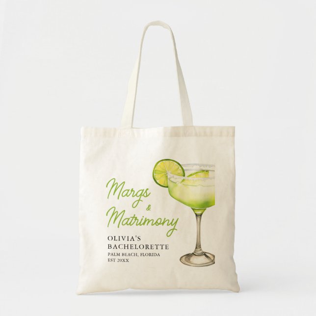 Modern Margs & Matrimony Bachelorette Party  Tote Bag (Front)