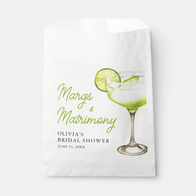Modern Margs & Matrimony Cocktail Bridal Shower Favour Bags (Front)