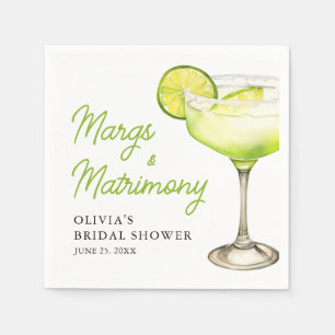 Modern Margs & Matrimony Cocktail Bridal Shower Napkin