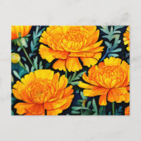 Modern Marigold Watercolor Pattern