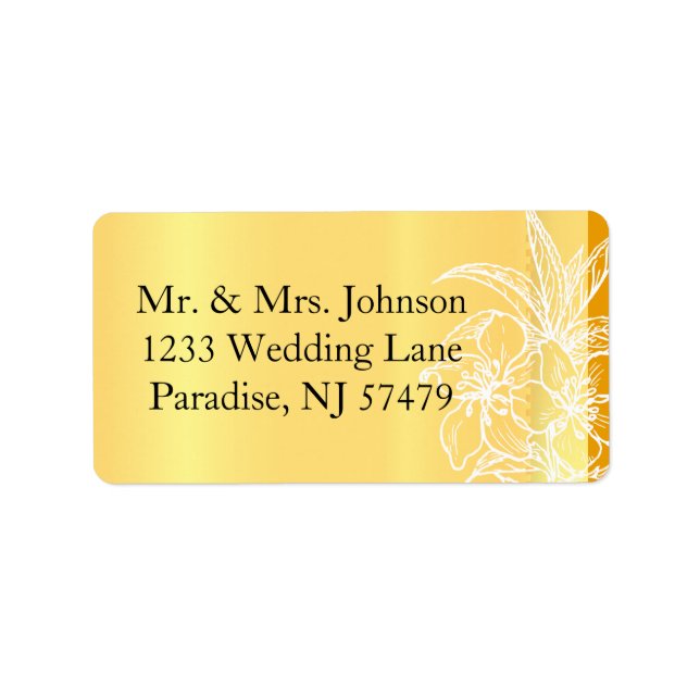 Modern Marigold Yellow & White Floral Stamp Label (Front)