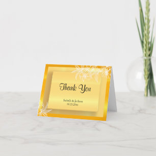 Modern Marigold Yellow & White Floral Stamp Thank You Card