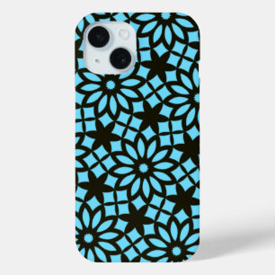 Modern Marine Blue Black Pattern iPhone 15 Case
