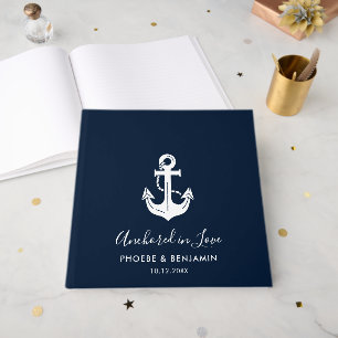 Modern Maritime Wedding Guest Registry Anchor Book