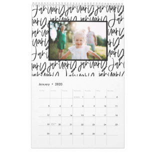 Modern marker pen photo script calendar