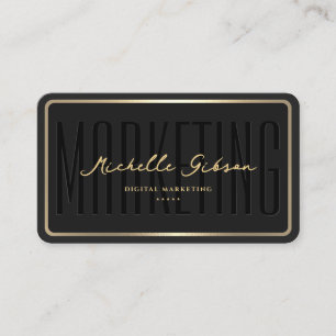 Modern Marketing Elegant Black Gold Frame Border Business Card