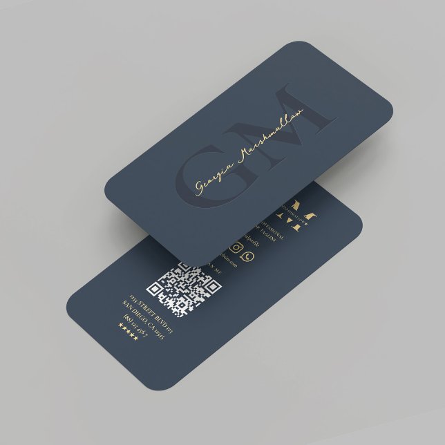 Modern Marketing Professional Monogram Dark Blue Business Card (Modern Marketing Professional Monogram Dark Blue Business Card
)