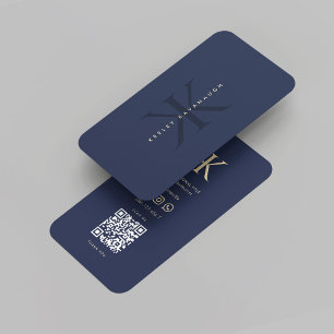 Modern Marketing Professional Monogram K Blue Business Card