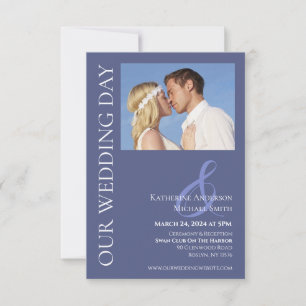 Modern Marlin Blue and White Photo Wedding- Invitation