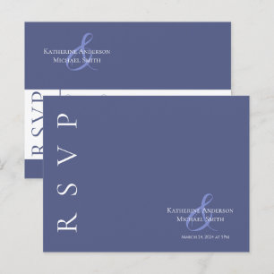 Modern Marlin Blue and White-RSVP-Wedding- Postcard
