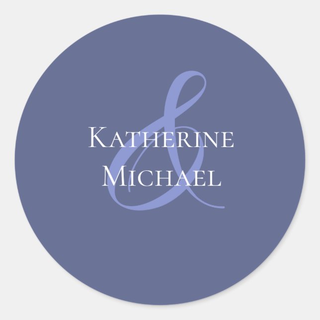 Modern Marlin Blue and White Wedding- Classic Round Sticker (Front)