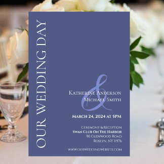 Modern Marlin Blue and White Wedding- Invitation
