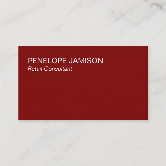 Modern Maroon and White  Business Card (Front)