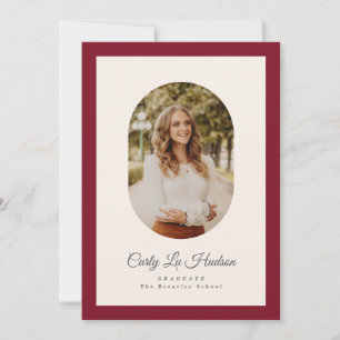 Modern Maroon Oval High School Photo Graduate Announcement