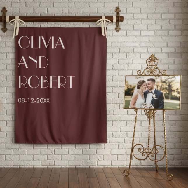 Modern maroon pale pink aesthetic wedding backdrop tapestry (Creator Uploaded)
