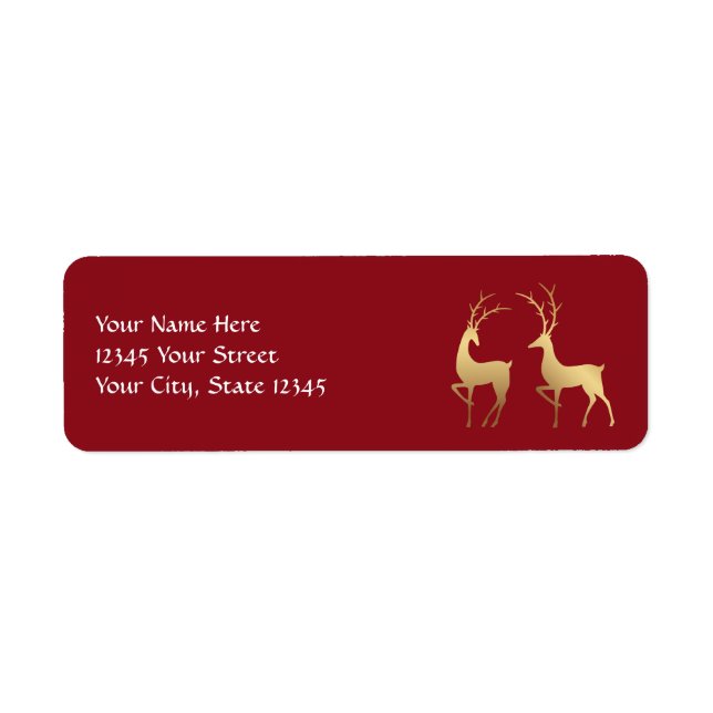 Modern Maroon Red  and Gold Deer Holiday (Front)