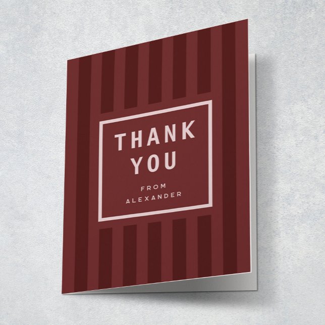 Modern Maroon Stripes Graduation Thank You Card (Creator Uploaded)