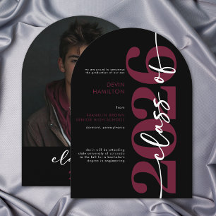 Modern Maroon Typography Arch Grad Announcement