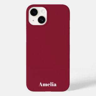 modern maroon white script Personalised Name Case-Mate iPhone 14 Case