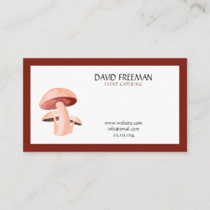 Modern Maroon & White Toadstool Mushroom Catering Business Card
