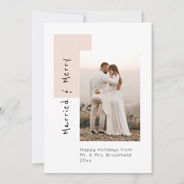 Modern Married and Merry Photo Blush Newlywed (Front)