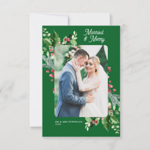 Modern Married & Merry wedding announcement
