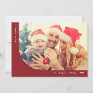 Modern Marsala and White  2 photo Christmas Holiday Card