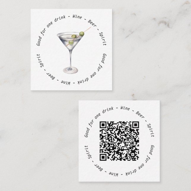 Modern Martini Business Event Drink Voucher Square Business Card (Front/Back)