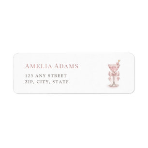 Modern Martini Girl Baby Shower Return Address