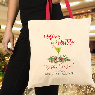 Modern Martinis and Mistletoe Fun Holiday Tote Bag