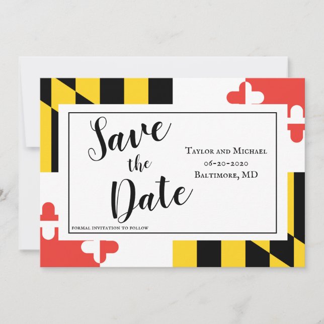 Modern Maryland Flag Save The Date (Front)