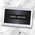 Modern masculine black grey stylish personalised business card holder<br><div class="desc">Modern,  simple yet elegant and masculine black profile or business card holder featuring a black and grey gradient and a darker,  horizontal band. Customisable name,  white text. Classy design,  great for a lawyer,  attorney or accountant.</div>